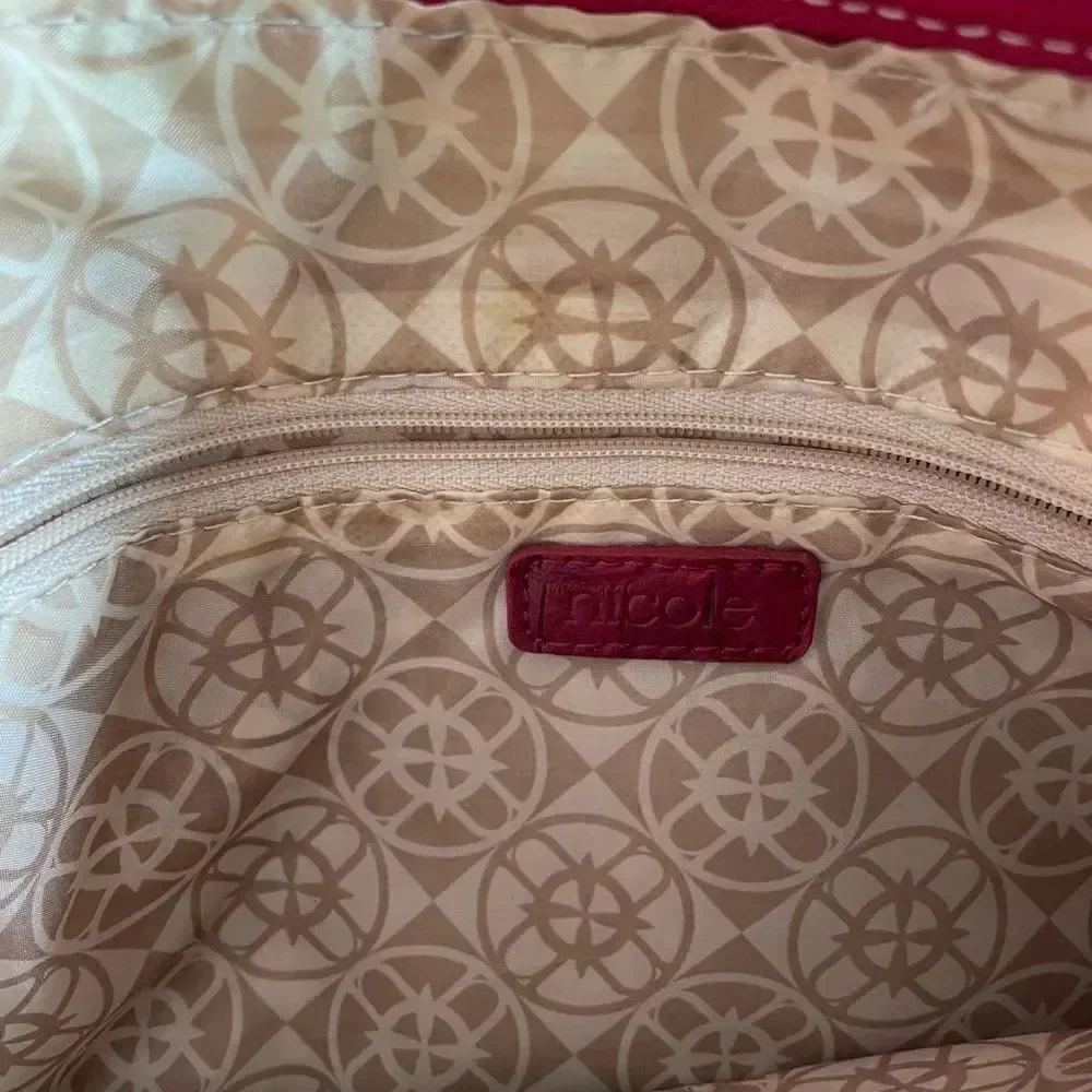 Pre-Owed Nicole by Nicole Miller Womens Red Alligator Print Hobo Purse